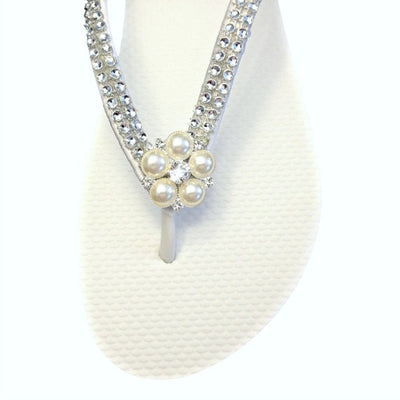 Vintage Style Bridal Flip Flops with Pearls Rhinestones