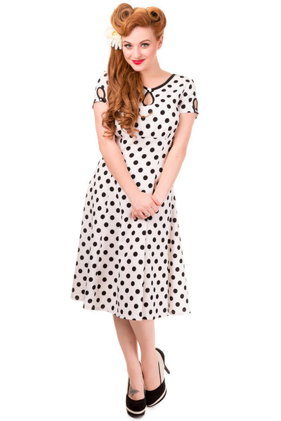 Vintage Style Polka Dot Short Sleeve Party Dress