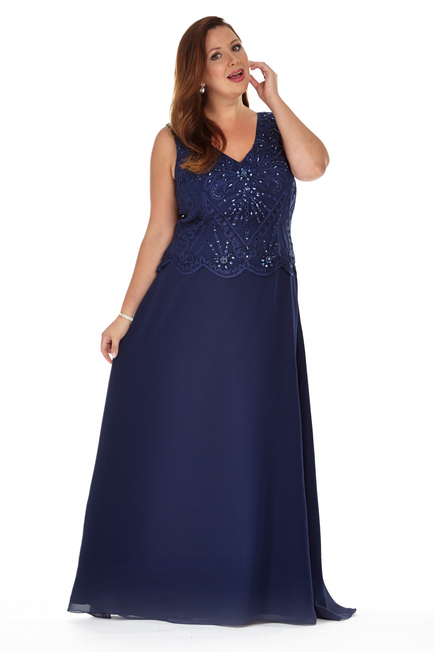 Vintage Style Long Beaded Evening Dress by Sydney's Closet