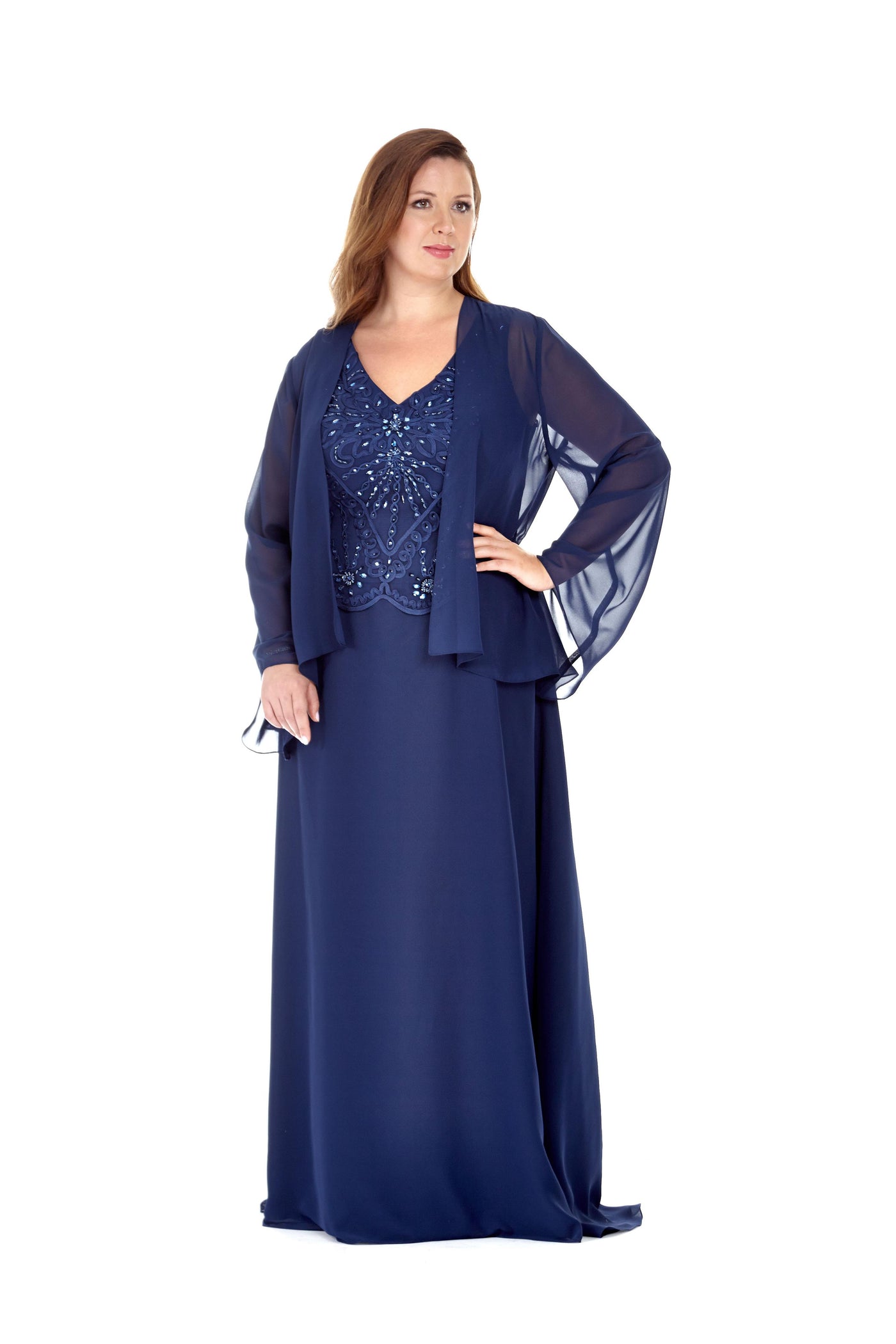 Vintage Style Long Beaded Evening Dress by Sydney's Closet