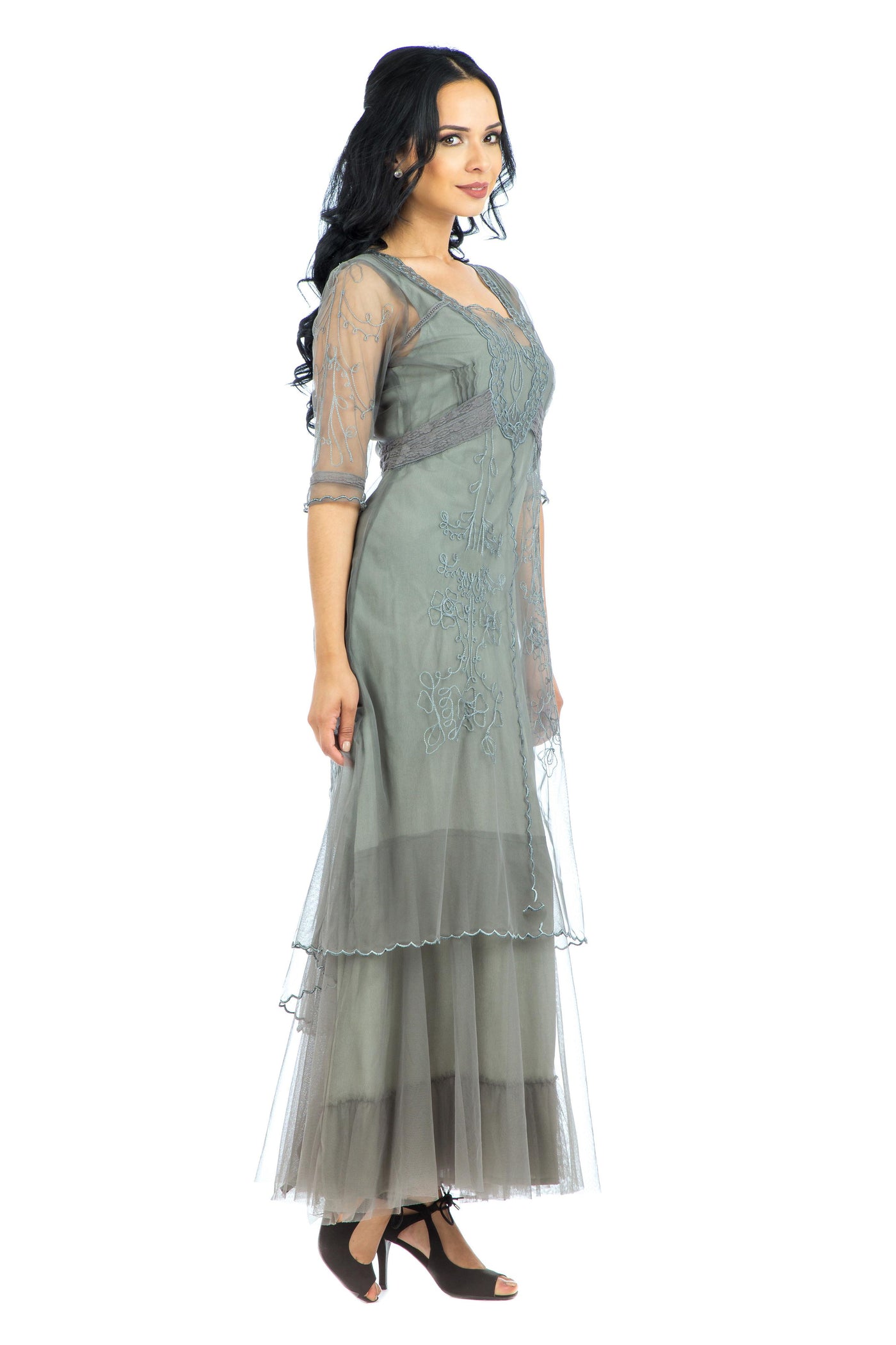 Victoria CL-201 Vintage Style Party Gown in Smoke by Nataya