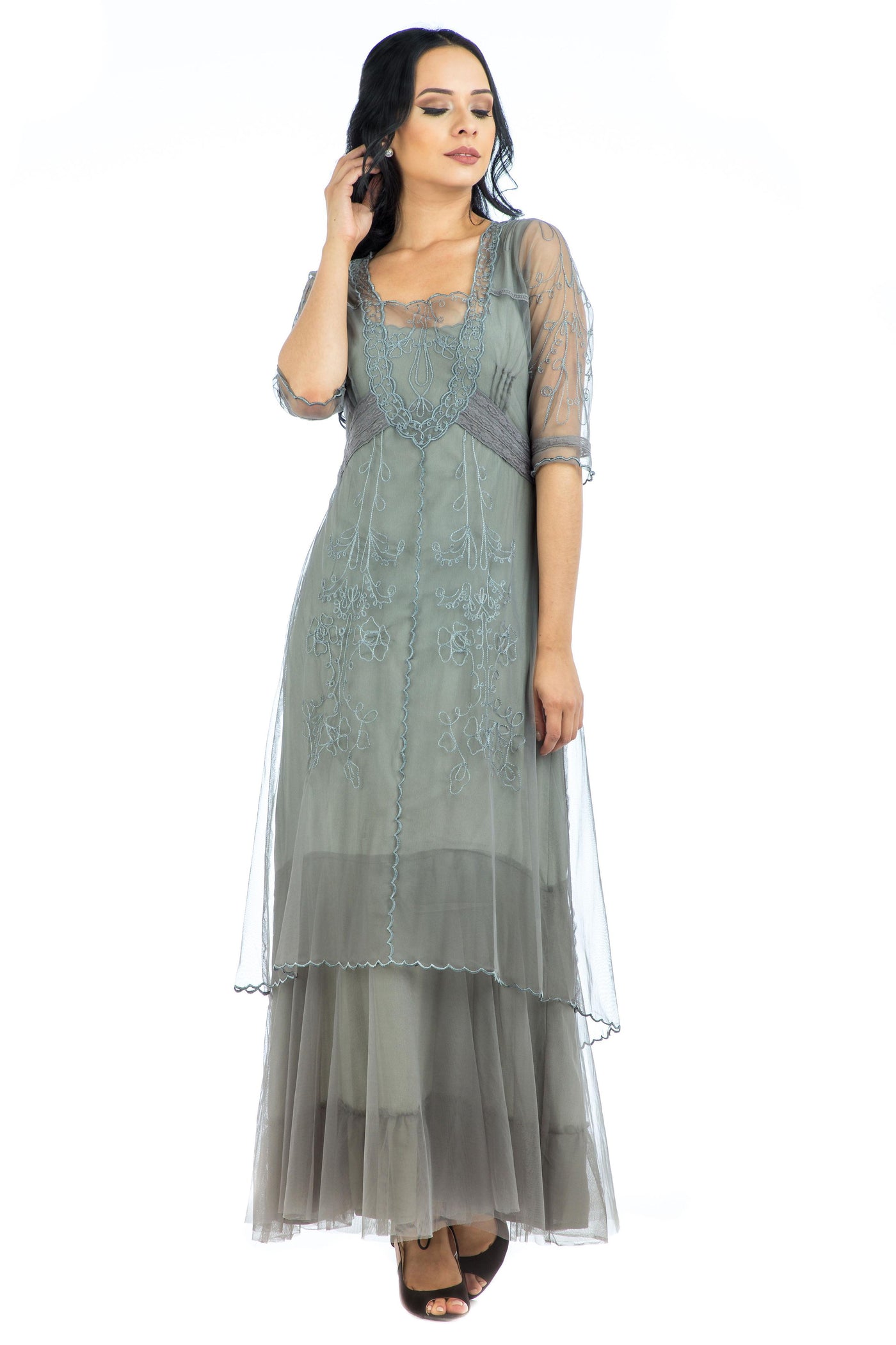 Victoria CL-201 Vintage Style Party Gown in Smoke by Nataya