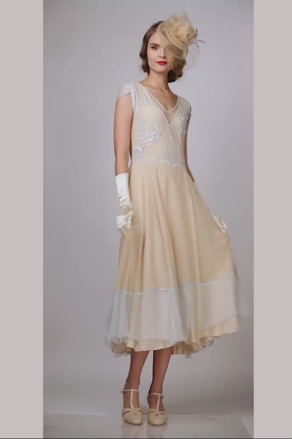 Ayla 1920s Style Wedding Dress 40822 in Nude Mint by Nataya