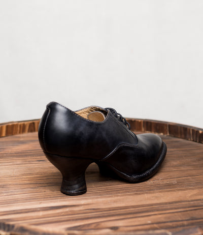 Janet Victorian Style Leather Lace-Up Black Shoes by Oak Tree Farms