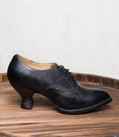 Victorian Style Leather Lace-Up Black Shoes