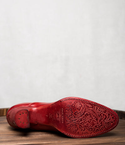 Victorian Style Leather Ankle Boots in Red Rustic by Oak Tree Farms
