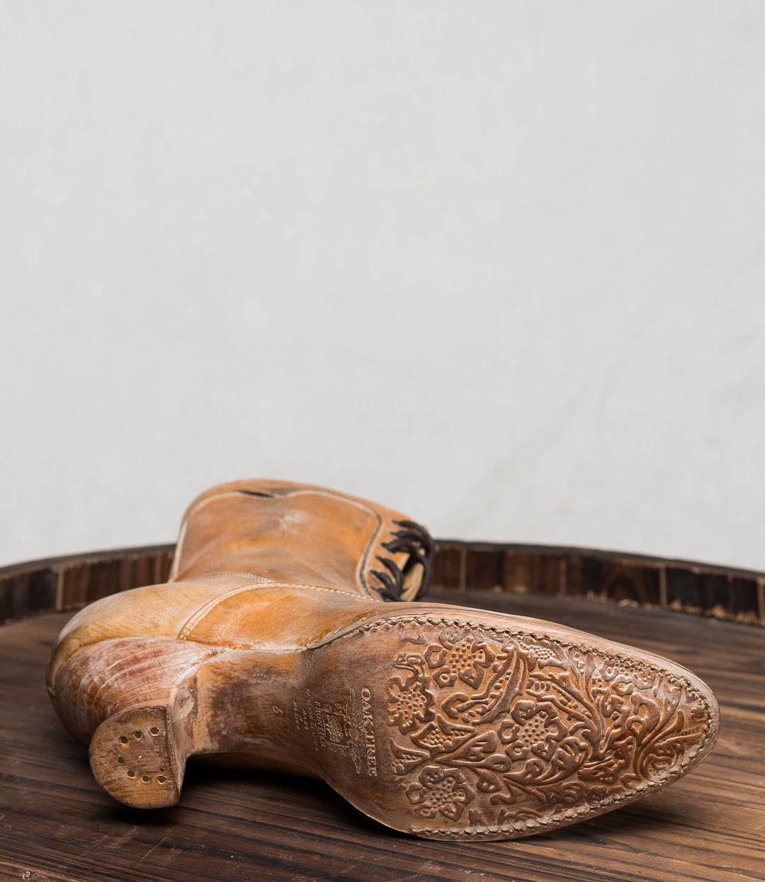 Victorian Style Leather Ankle Boots in Tan Rustic