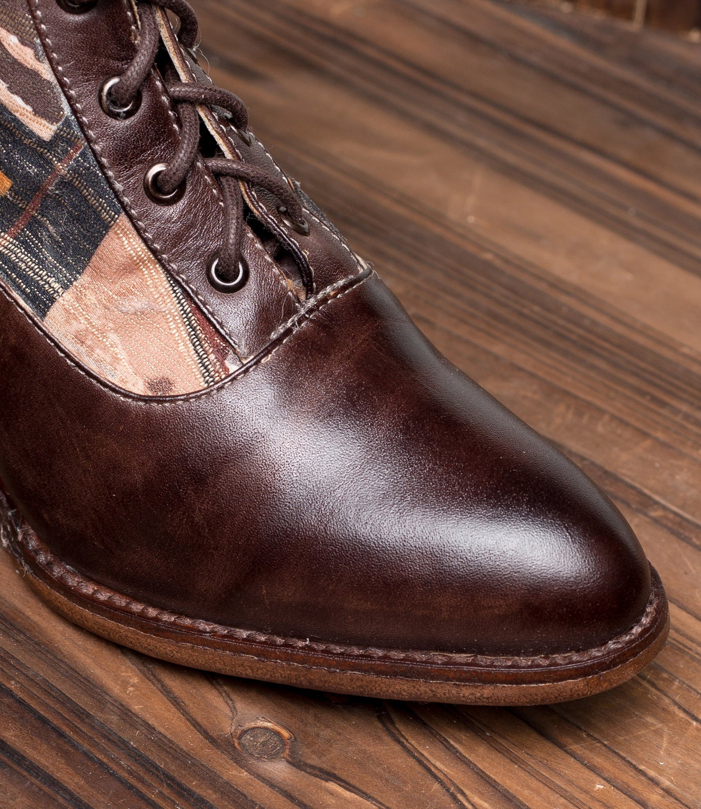 Jacquelyn Victorian Lace Up Leather Boots in Brown Rustic by Oak Tree Farms
