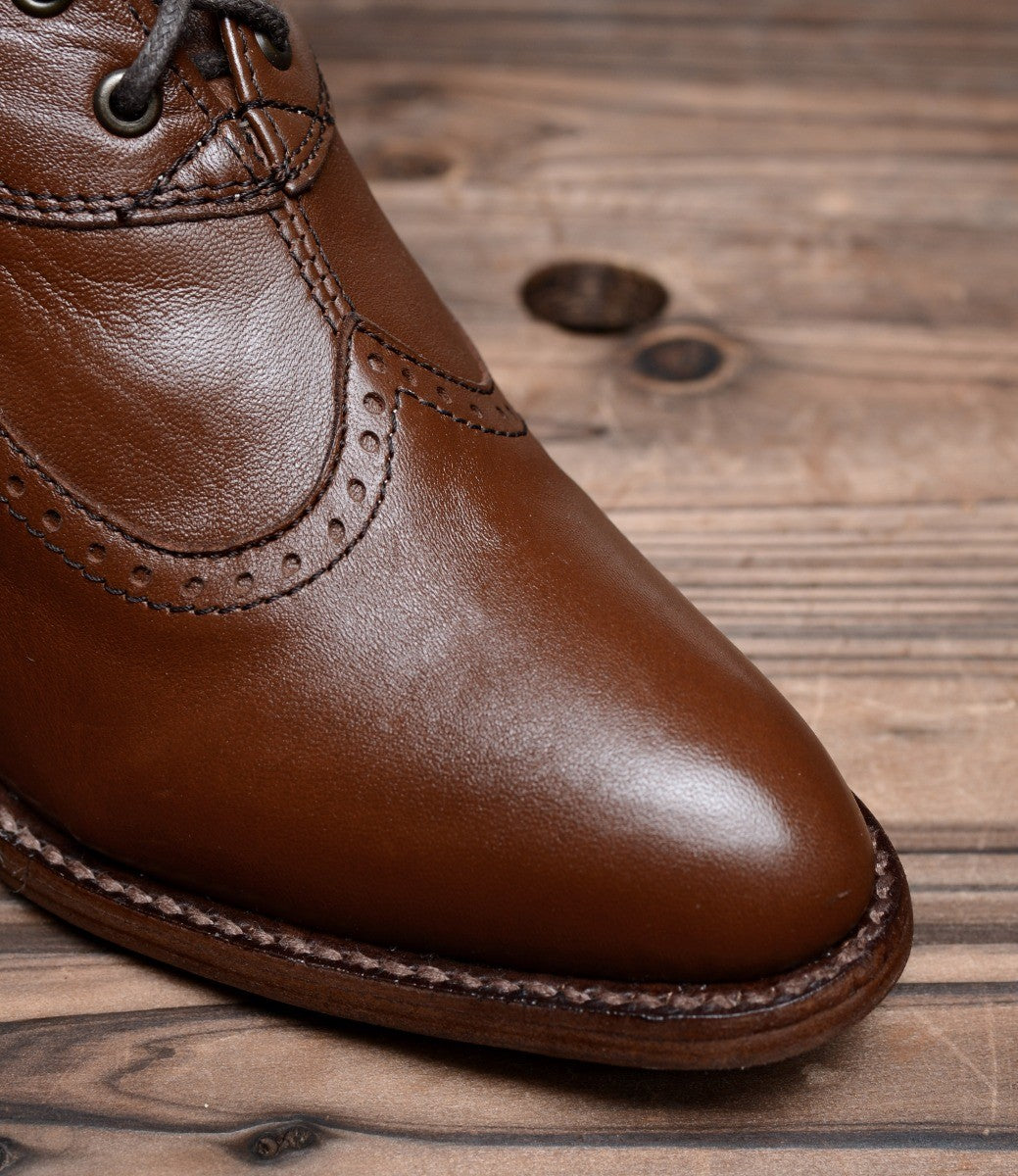 Modern Victorian Lace Up Leather Boots in Cognac Oak Tree Farms