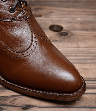 Modern Victorian Lace Up Leather Boots in Cognac Oak Tree Farms