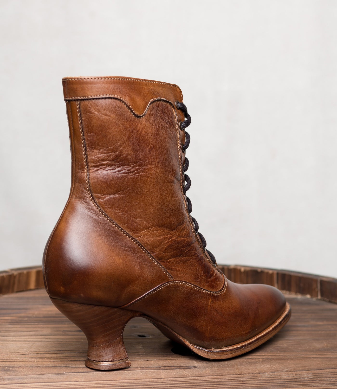Victorian Inspired Leather Ankle Boots in Tan Rustic - SOLD OUT