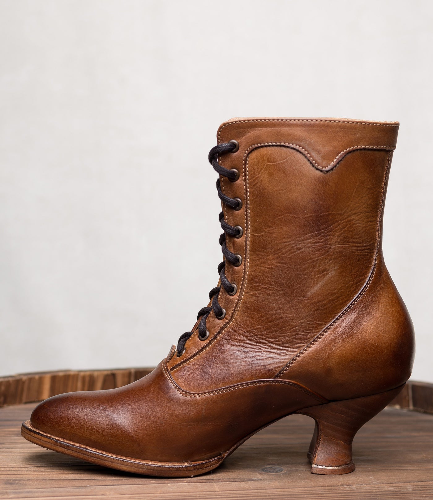 Victorian Inspired Leather Ankle Boots in Tan Rustic - SOLD OUT