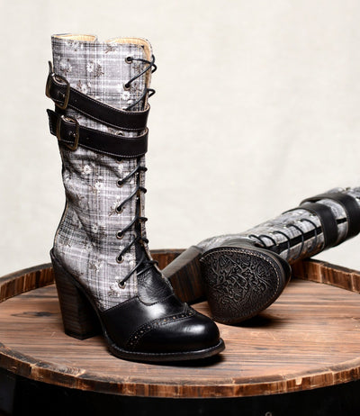 Steampunk Style Mid-Calf Leather Black Boots by Oak Tree Farms