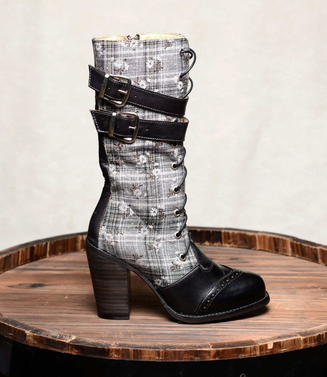 Steampunk Style Mid-Calf Leather Black Boots by Oak Tree Farms