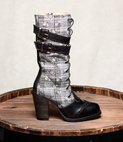 Steampunk Style Mid-Calf Leather Black Boots by Oak Tree Farms