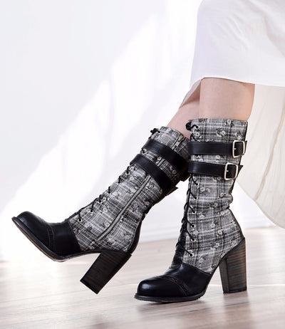 Steampunk Style Mid-Calf Leather Black Boots by Oak Tree Farms