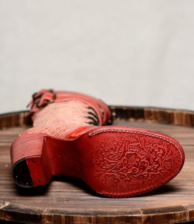 Steampunk Style Mid-Calf Leather Red Boots - SOLD OUT