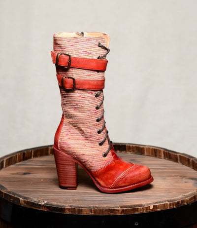 Steampunk Style Mid-Calf Leather Red Boots - SOLD OUT