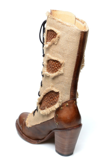 Modern Vintage Style Mid-Calf Leather Boots in Tan Rustic - SOLD OUT