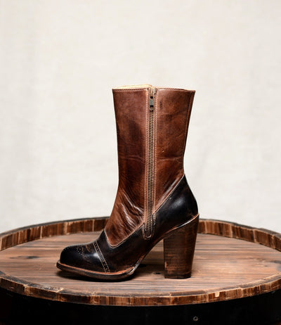 Steampunk Style Mid-Calf Leather Boots in Black Teak - SOLD OUT