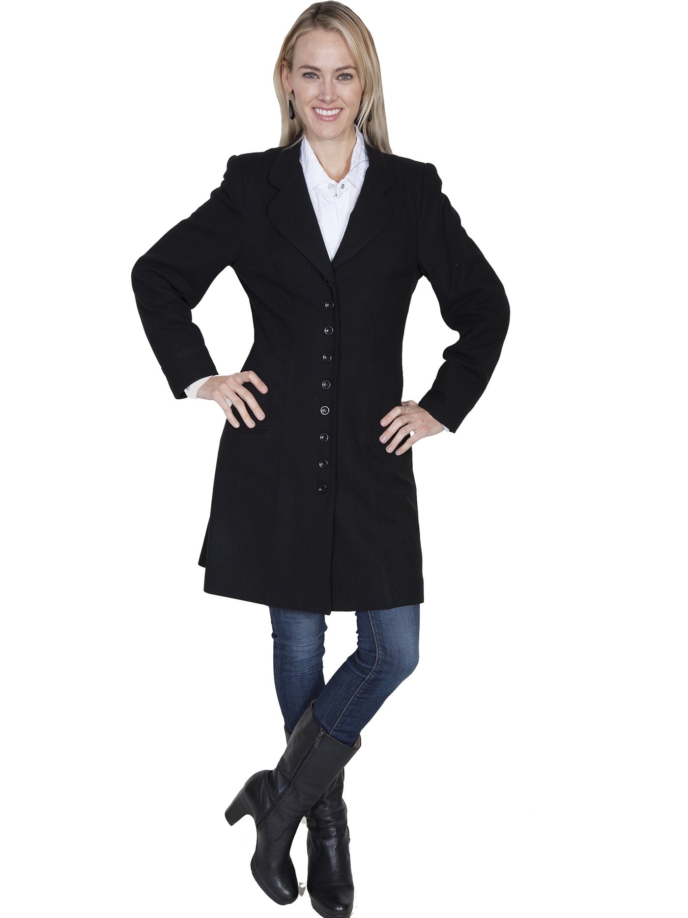 Western Style Wool Frock Coat in Black by Scully Leather