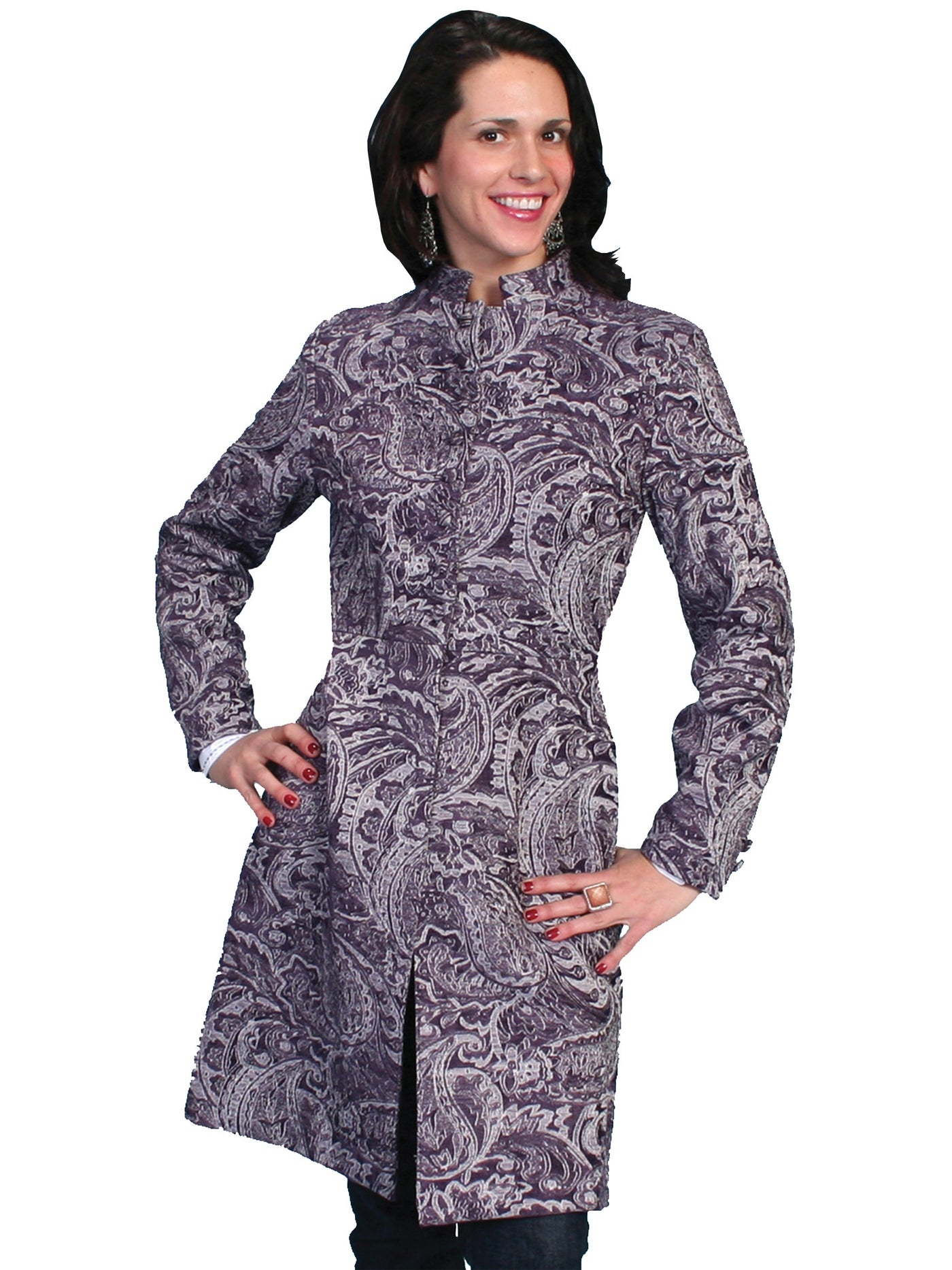 Western Style Tapestry Coat in Plum by Scully Leather