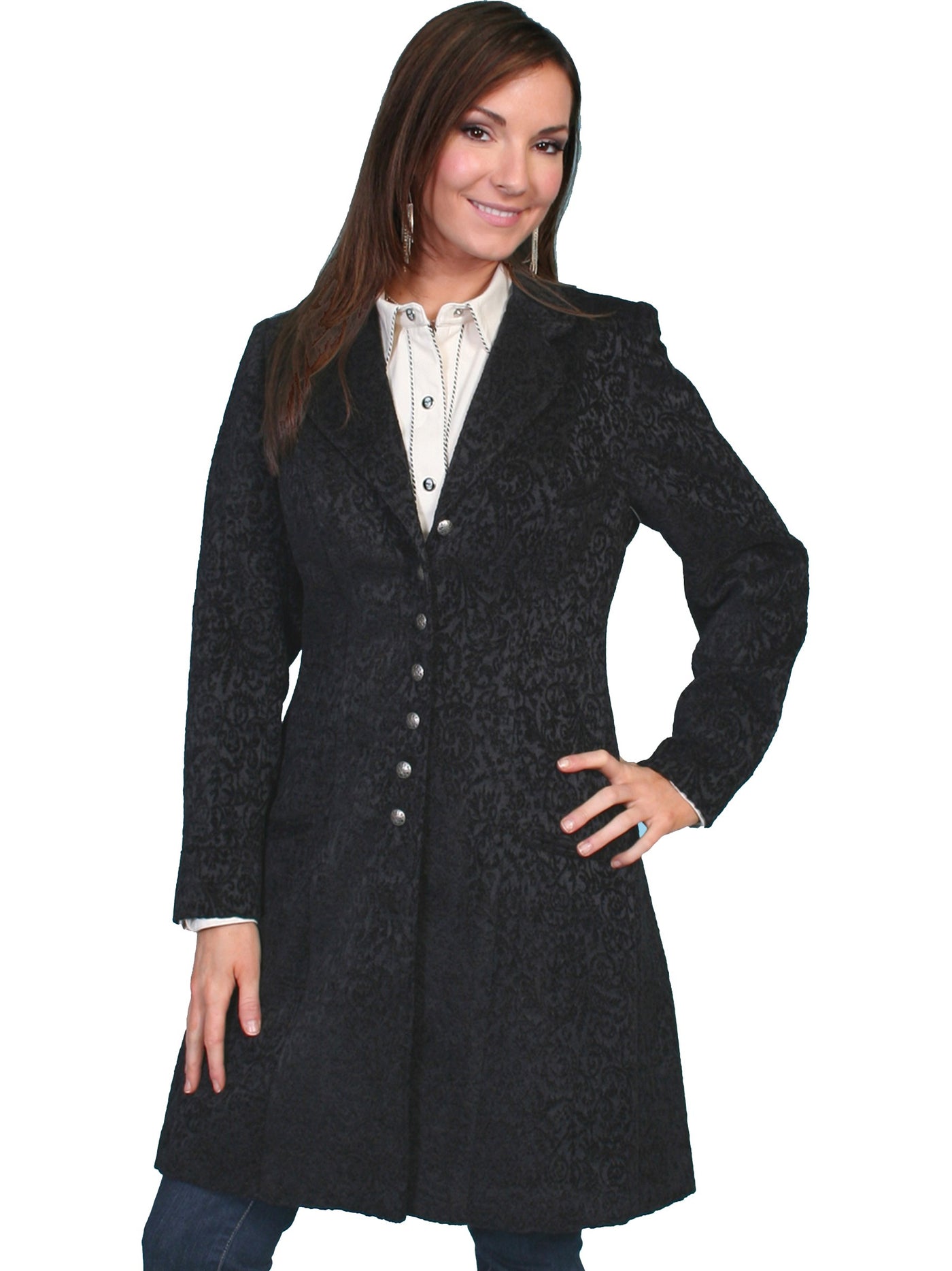 Western Style Chenille Frock Coat in Black by Scully Leather