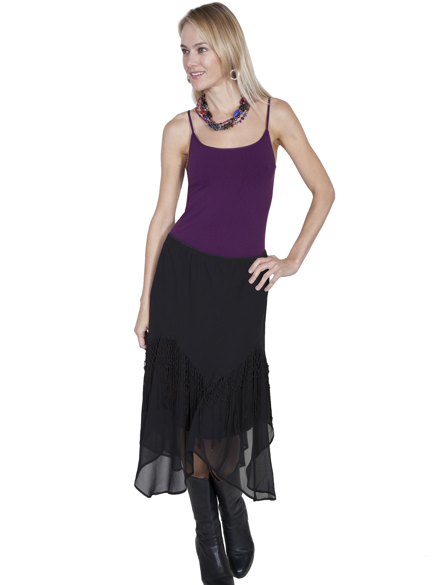 Western Style Flared Skirt in Black by Scully Leather