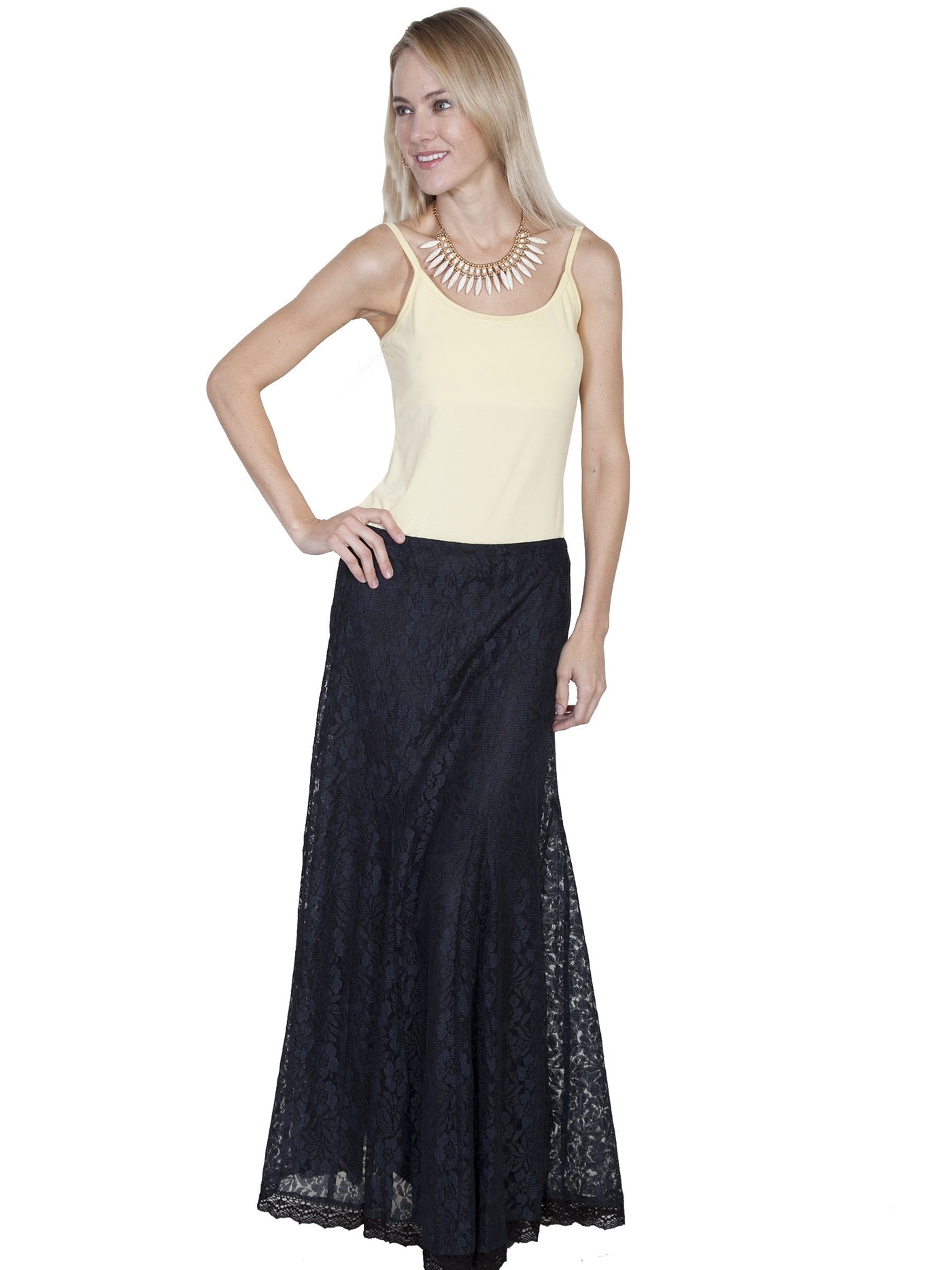 Western Style Long Skirt in Black by Scully Leather