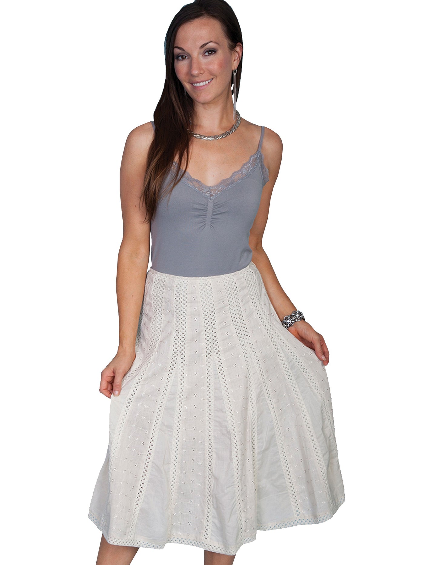 Western Style Crochet Skirt in Ivory by Scully Leather