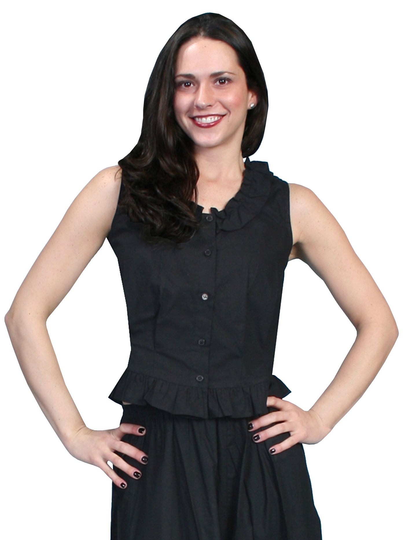 Western Style Ruffled Camisole in Black by Scully Leather