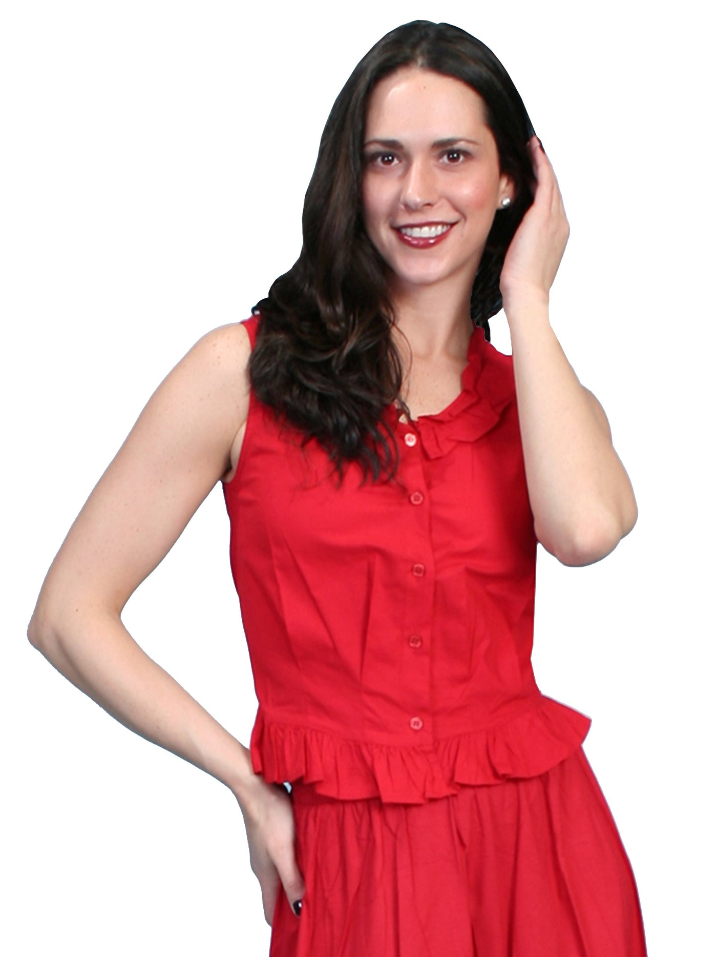 Western Style Ruffled Camisole in Red by Scully Leather