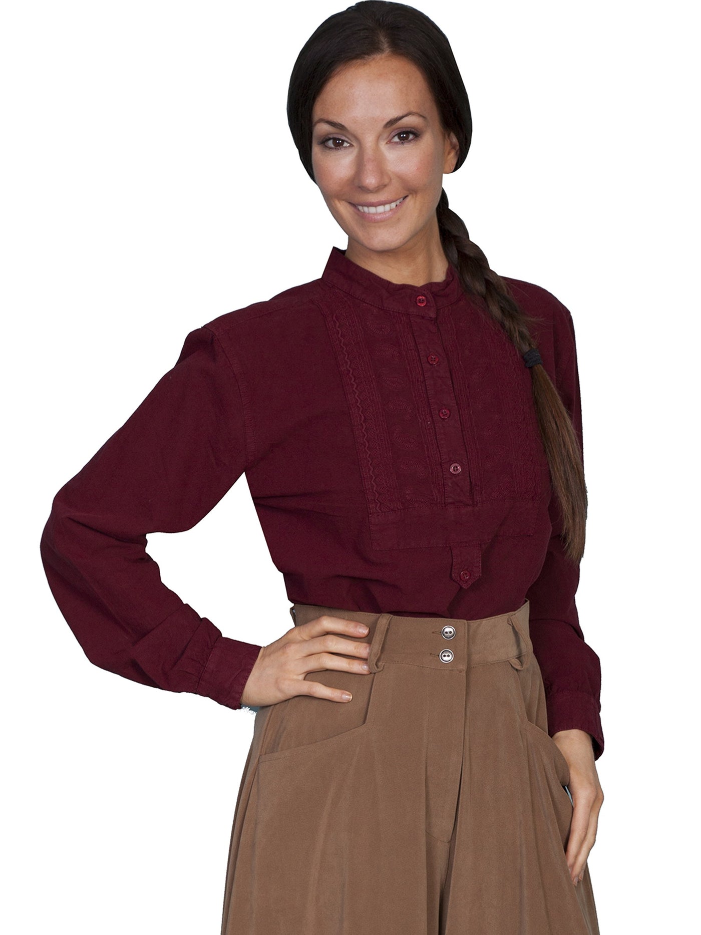 Victorian Style Blouse in Burgundy - SOLD OUT