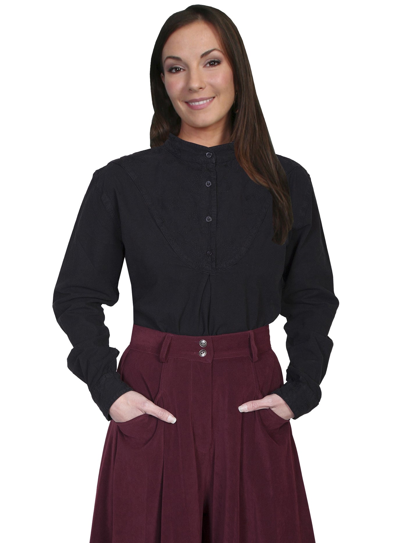 Rangewear Farmhouse Style Blouse in Black by Scully Leather