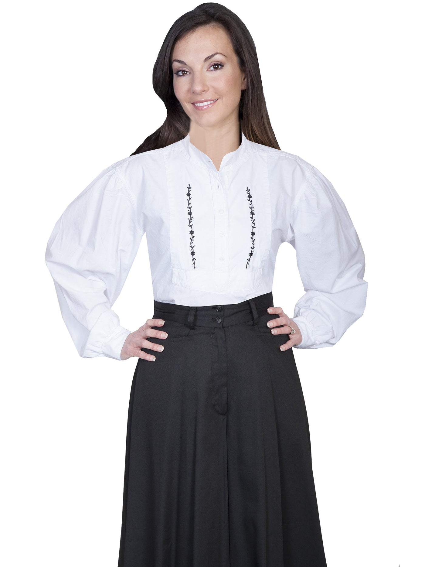 Rangewear Victorian Style Embroidered Shirt in White by Scully Leather