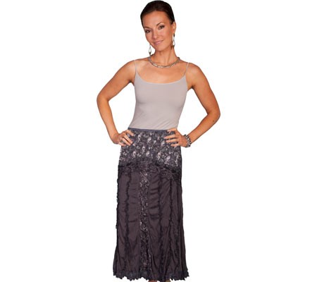 Western Style Lace & Crochet Skirt in Charcoal by Scully Leather