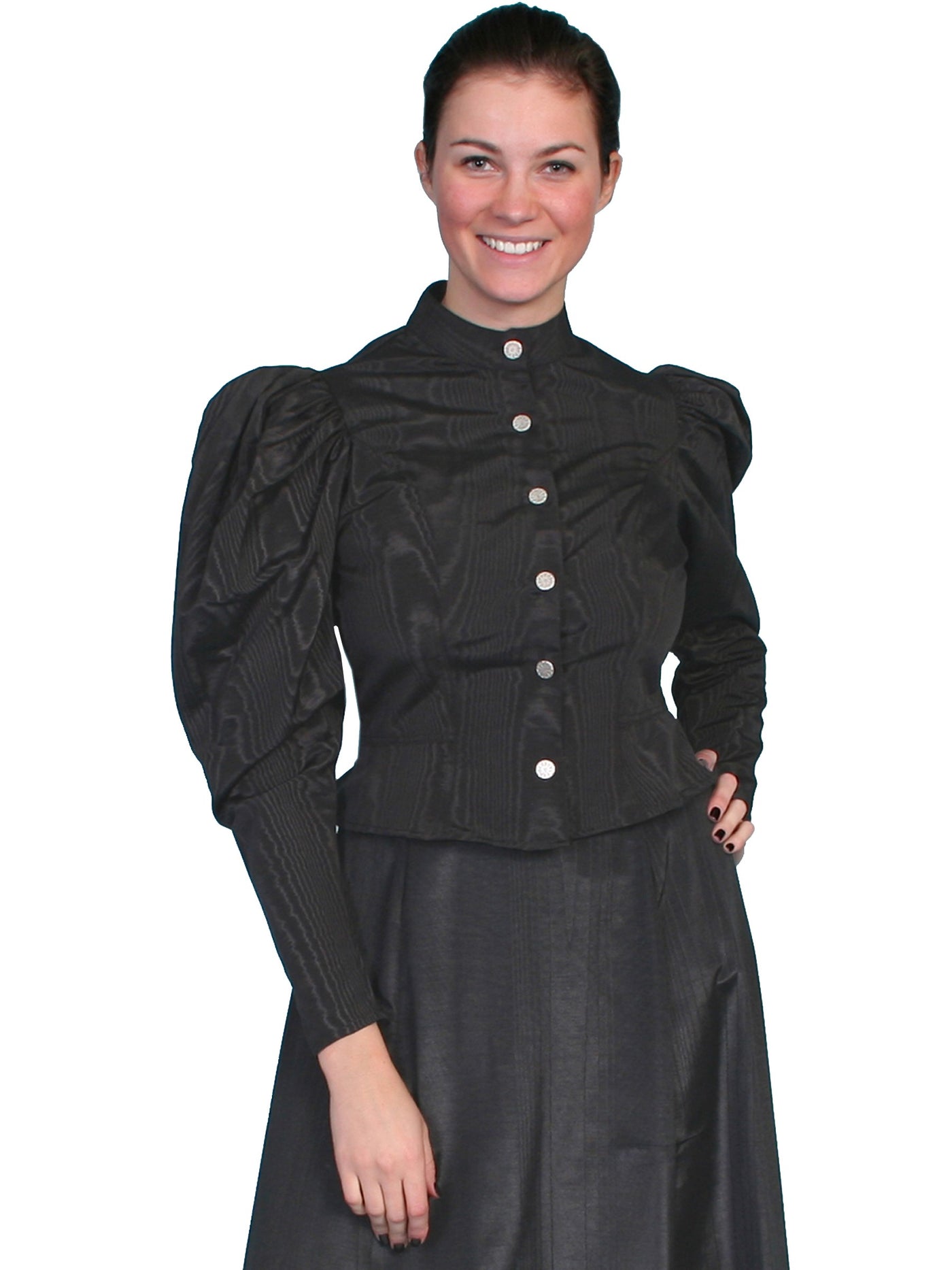 Wahmaker Victorian Style Puff Sleeves Blouse in Black by Scully Leather