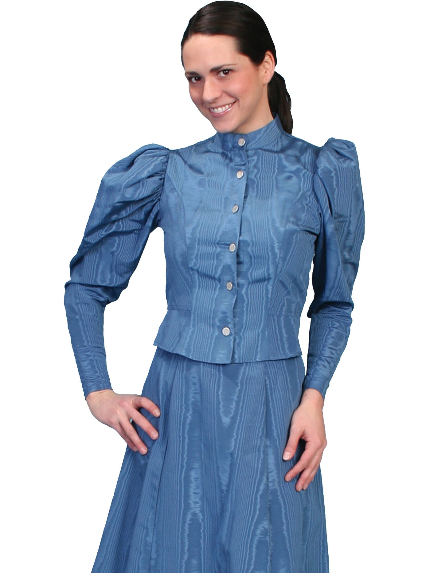 Wahmaker Victorian Style Puff Sleeves Blouse in Blue by Scully Leather
