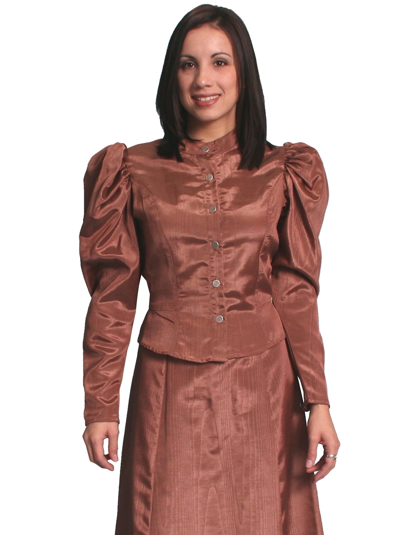 Victorian Style Puff Sleeves Blouse in Chocolate - SOLD OUT