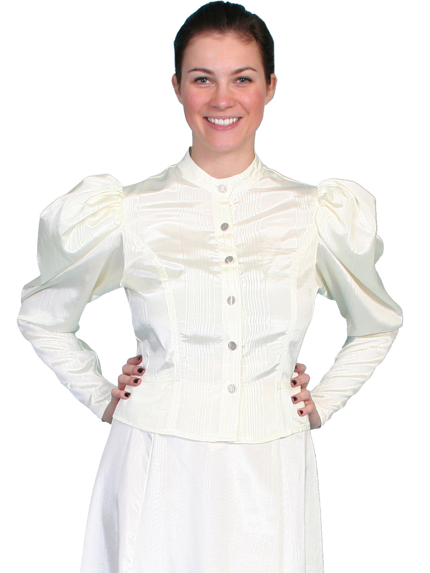 Wahmaker Victorian Style Puff Sleeves Blouse in Natural by Scully Leather