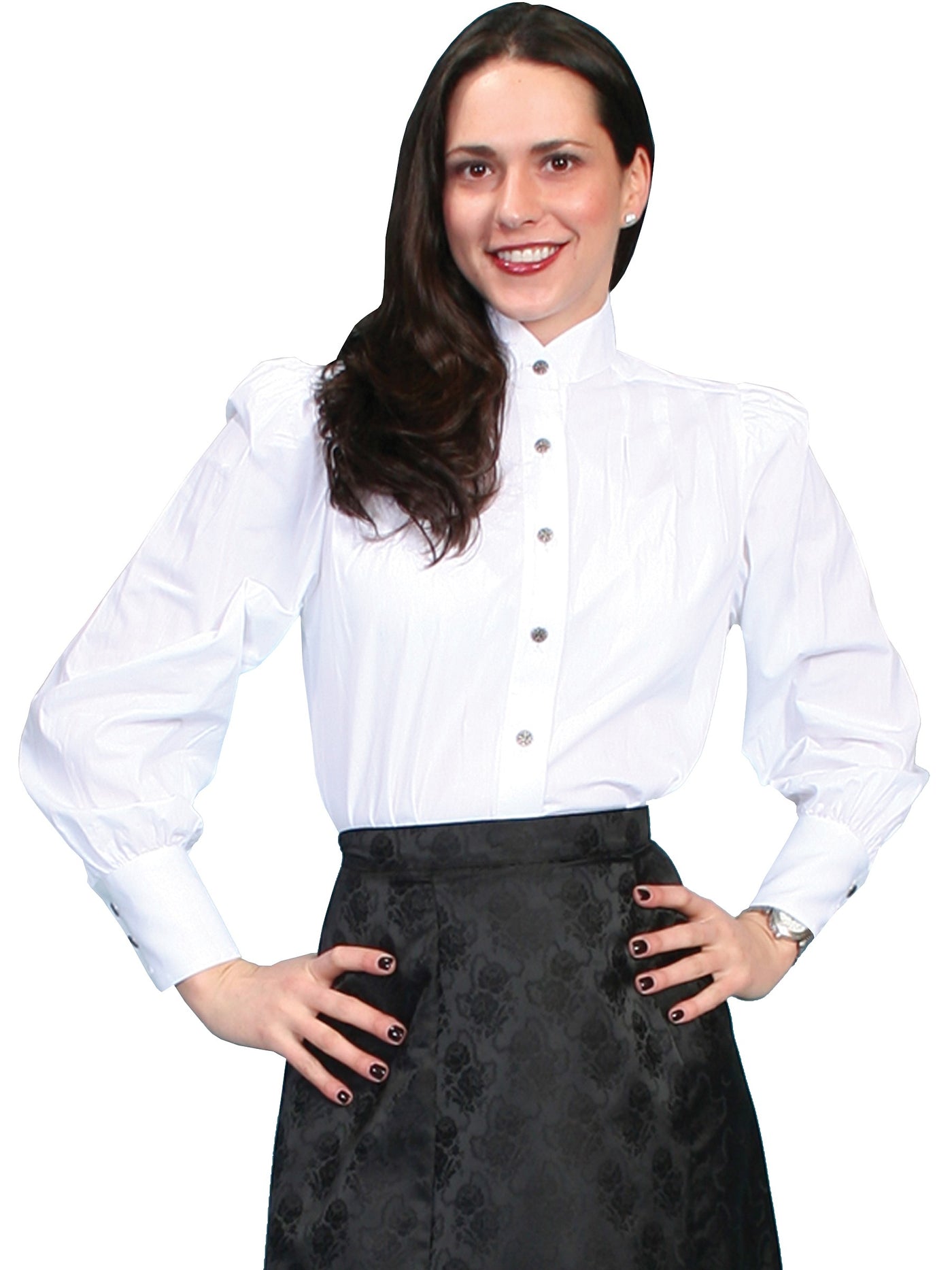 Wahmaker Classic Victorian Style Blouse in White by Scully Leather