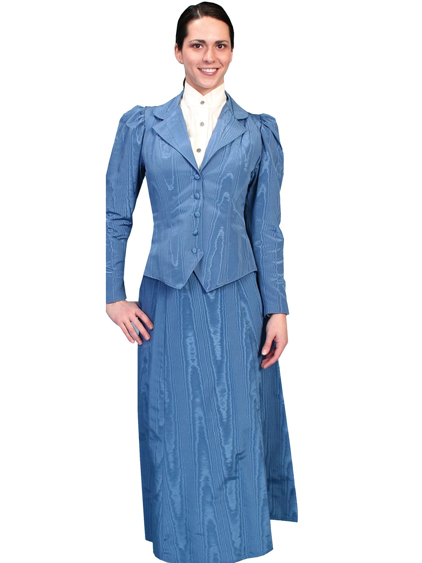 Wahmaker Victorian Style Five Gore Walking Skirt in Blue by Scully Leather