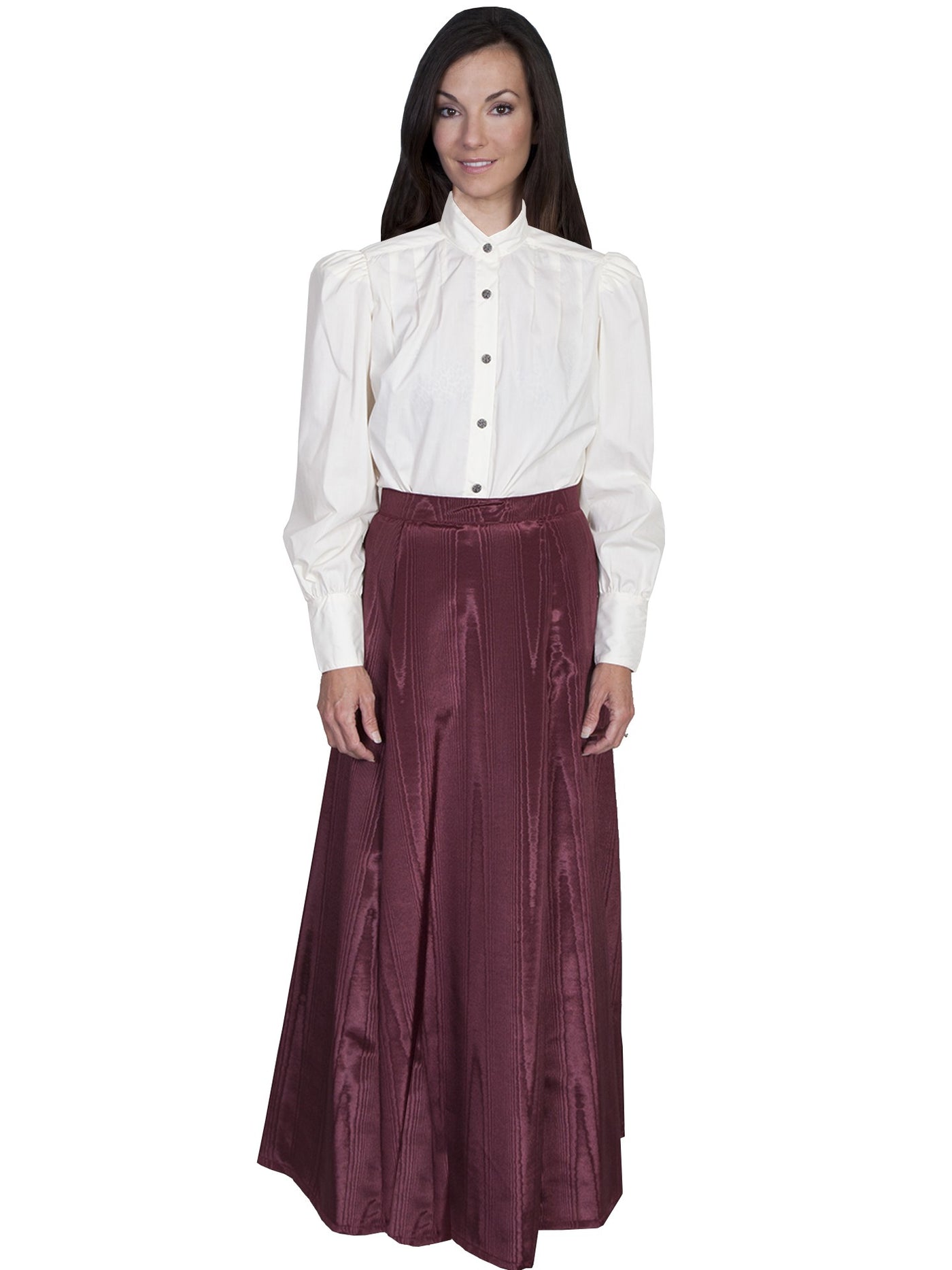 Wahmaker Victorian Style Five Gore Walking Skirt in Burgundy by Scully Leather