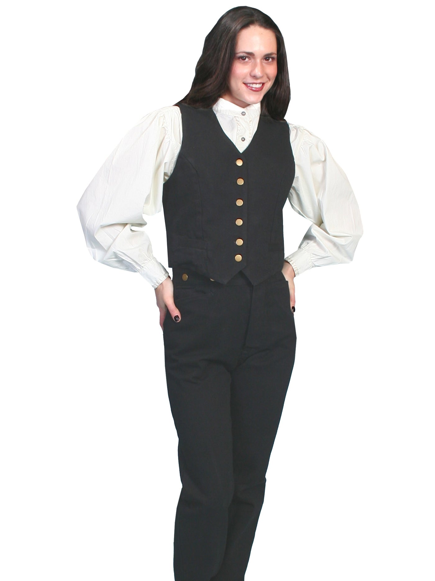 Victorian Style Canvas Vest in Black - SOLD OUT