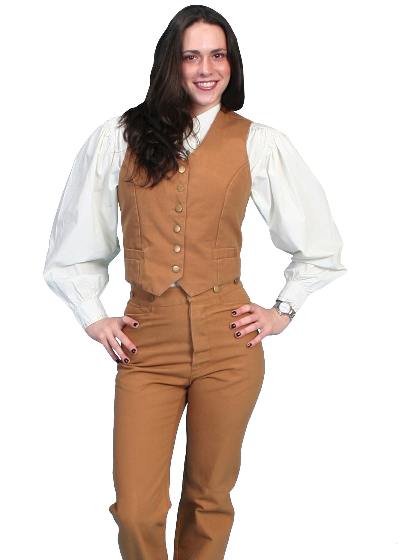 Rangewear Victorian Style Canvas Vest in Tan by Scully Leather