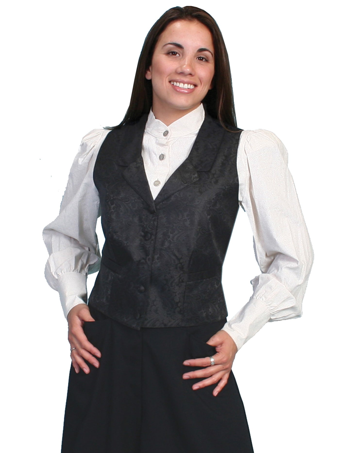 Rangewear Victorian Style Delicate Paisley Vest in Black by Scully Leather