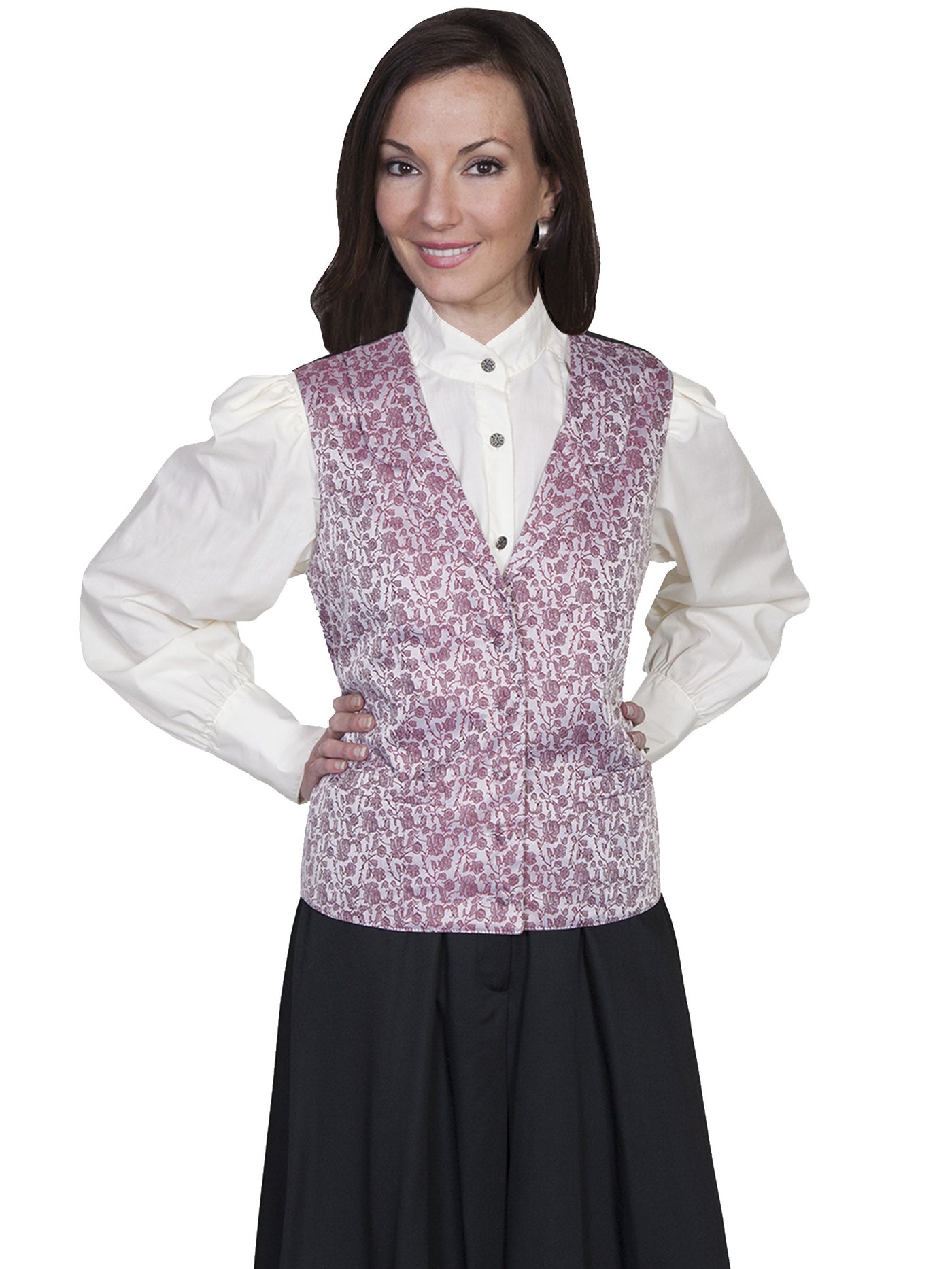 Rangewear Victorian Style Rose Vine Vest in Rose by Scully Leather