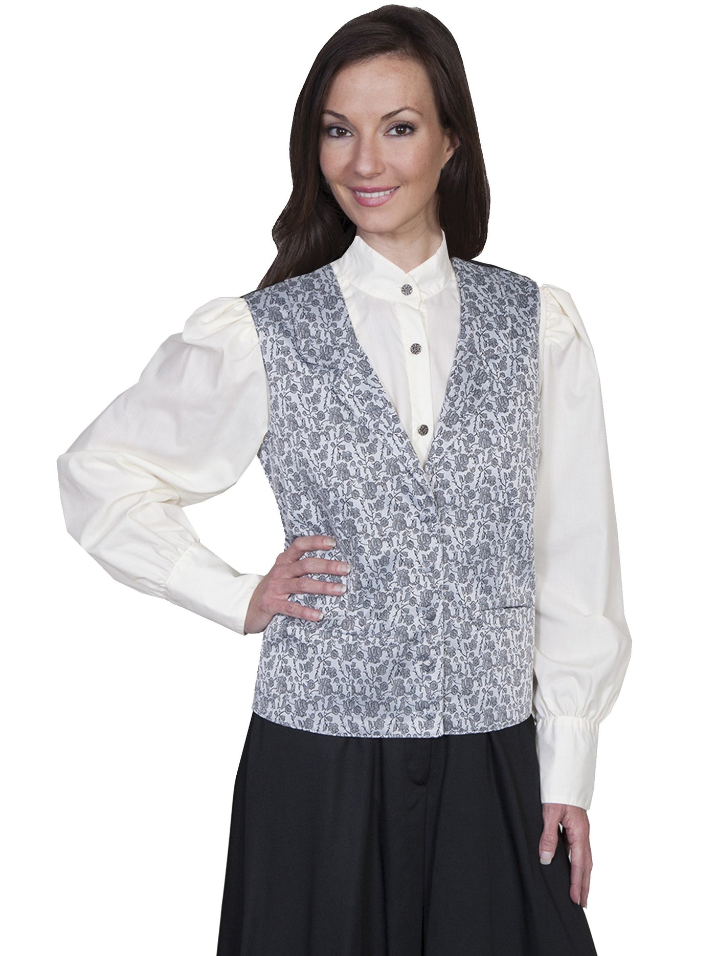 Victorian Style Rose Vine Vest in Taupe - SOLD OUT