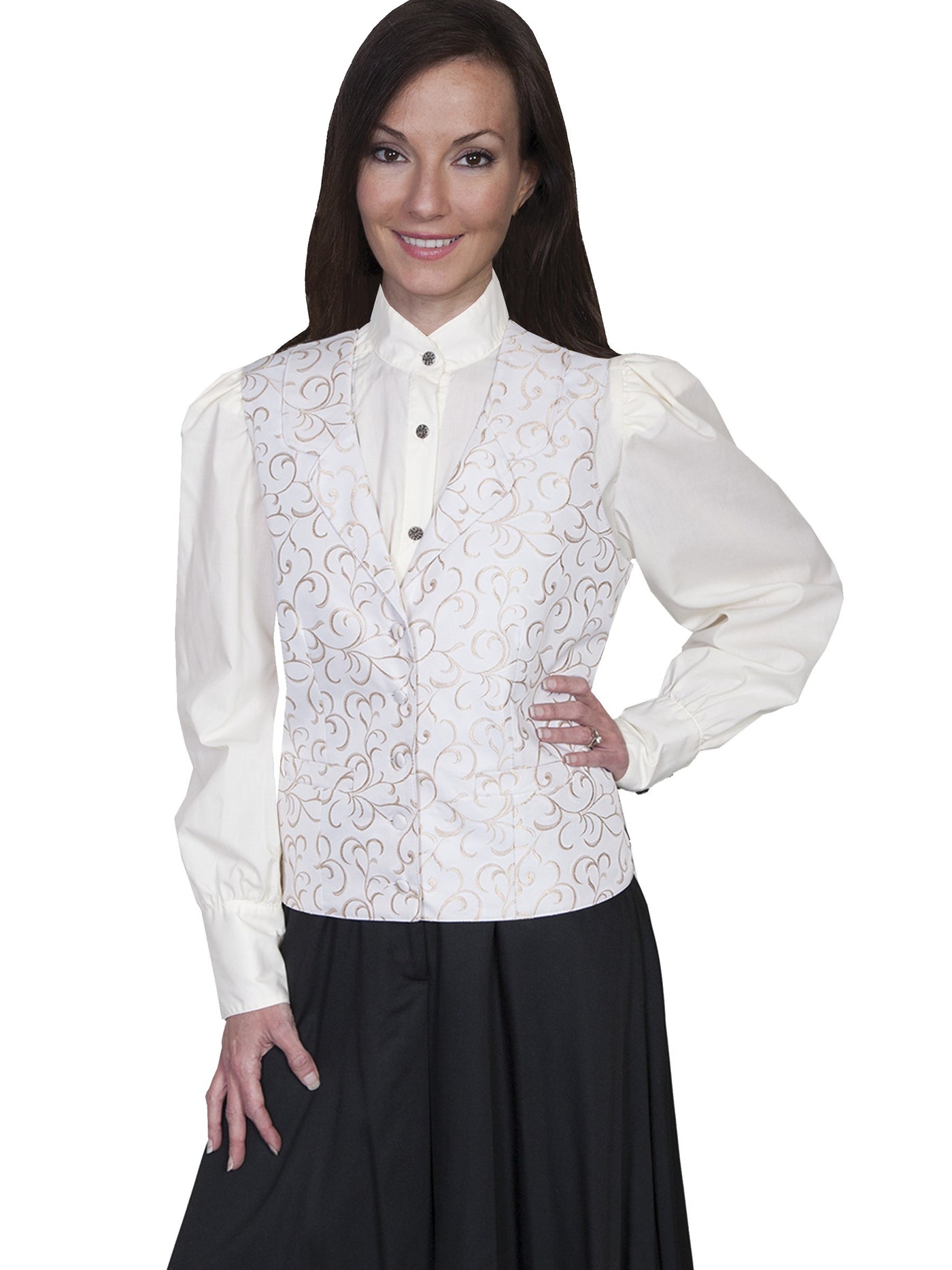Rangewear Victorian Style Scroll Vine Vest in Natural by Scully Leather