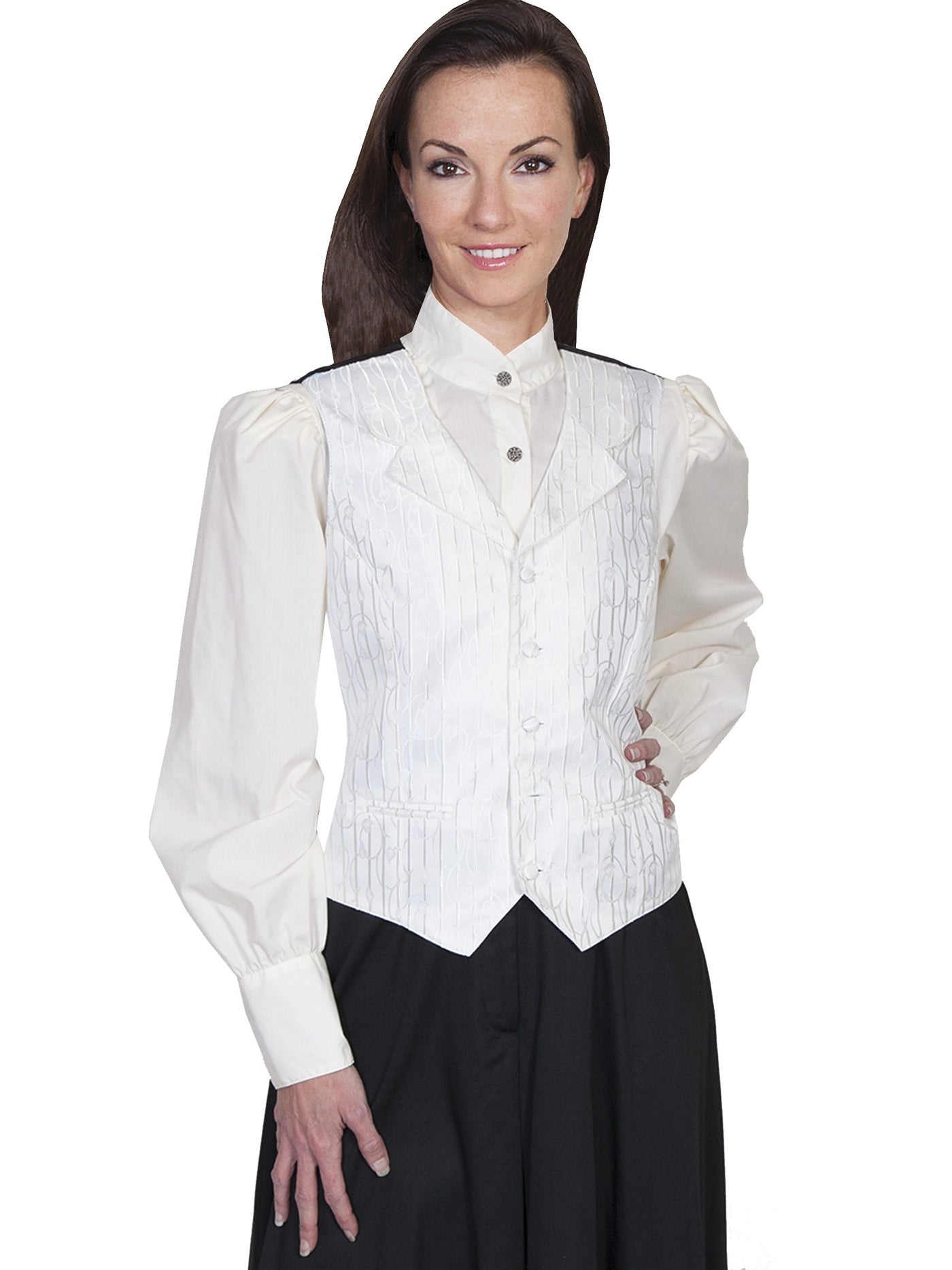 Rangewear Victorian Style Stripe Vine Vest in Ivory by Scully Leather